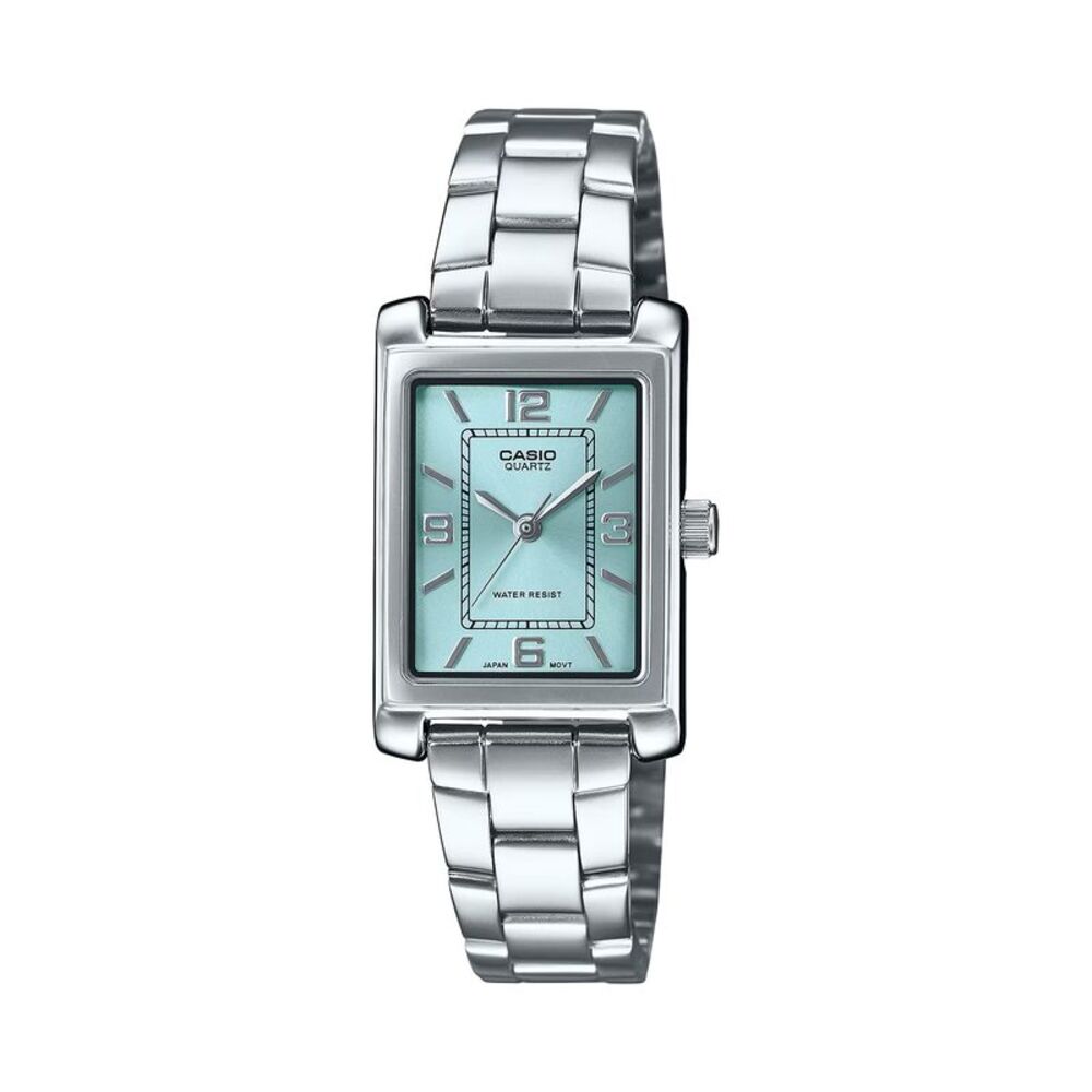 Casio Women’s Silver Analog Watch Aqua Dial Stainless Steel Bracelet -